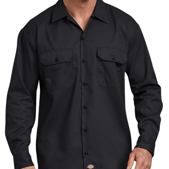 New Dickies Relax Fit 574 Long Tail Work Shirt Men's Size XL Black Easy Care - Picture 3 of 12